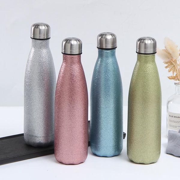

creative cola bottle diamond powder vacuum outdoor sports water stainless steel flask bottles