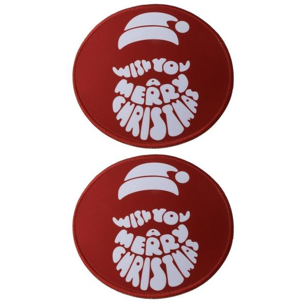 

mouse pads & wrist rests christmas pad, round non-slip rubber red and white