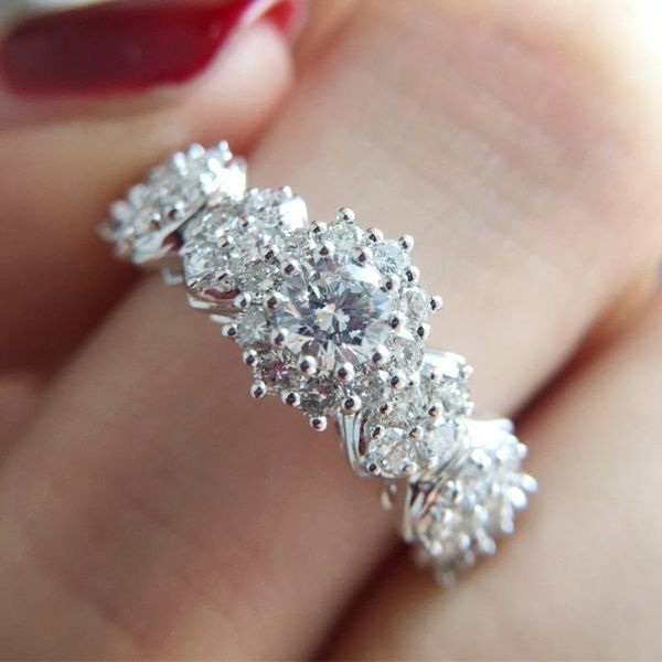 

wedding rings elegant cubic zirconia gorgeous silver plated for women accessories engagement party gift jewelry, Slivery;golden