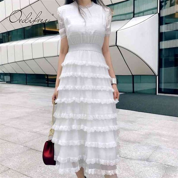 

summer women white lace beach dress vintage cake sundress 210513, Black;gray