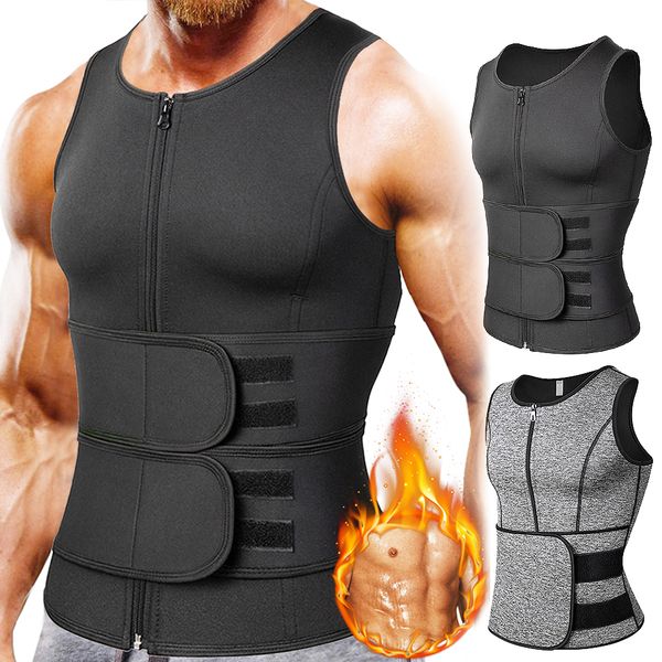 

mens body shaper waist trainer vest slimming shirt sauna sweat vest compression undershirt shapewear fat burner workout tank top, Black;brown
