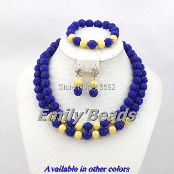 

earrings & necklace romantic african nigerian wedding coral beads jewelry set costume cj233, Silver