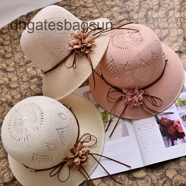 

brand cap carves spring summer new female sun hat fashion outdoor cool flower big brim straw hat foldable sunshade tourist fisherman, Blue;gray
