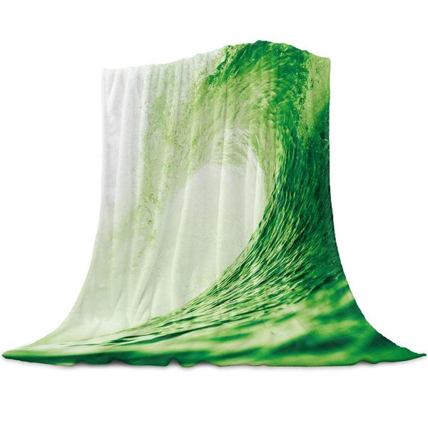 

comfortable sofa blanket green waves oil painting boy girl baby soft bed decoration home travel flannel blankets
