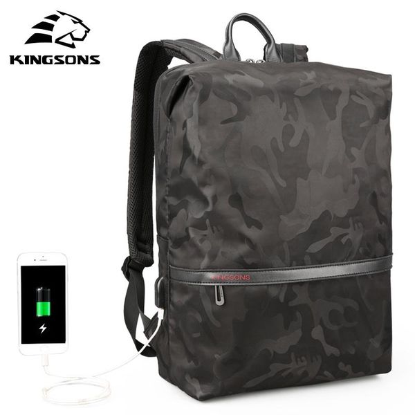 

backpack kingsons camouflage men travel bags 15-15.6 inch lapusb charging fashion school for boys