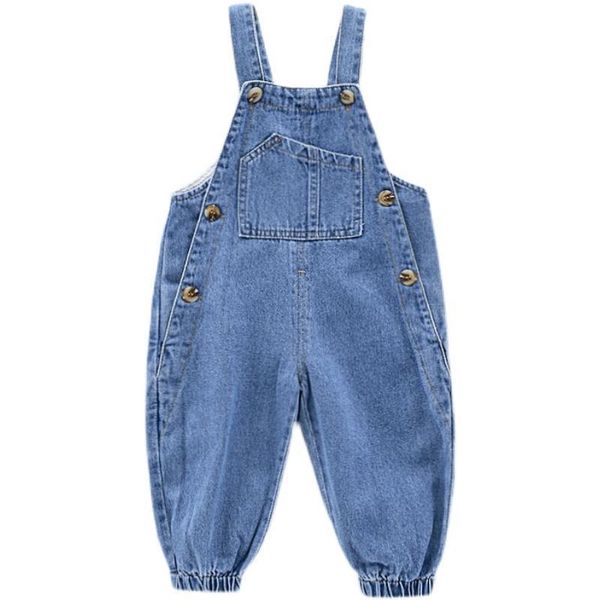 

jumpsuits 2021korean toddler infant boys long pants denim overalls baby girls jeans jumpsuit clothes outfits trousers children cute romper, Blue