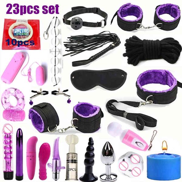 Sexy Lingerie nylon Bondage Sex Toy Set esotico Accessori Plug anale sessuale giocattoli porno vestito bdsm fetish sex shop Vibratore