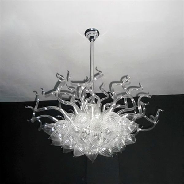 Art Deco Kolye Lambaları Sanatsal Beyaz Renk El Üflemeli Cam Avizeler Aydınlatma W80xH80 CM Antik Kristal Avize Ev İtalyan Stil LED Işık Için