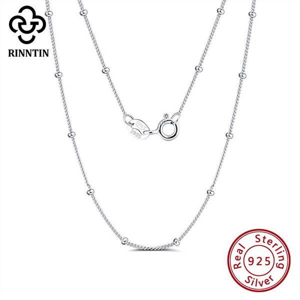 

rinntin 925 sterling silver chain necklace side 2.0mm ball beads on neck for women jewelry elegant ladies decor sc22 chains