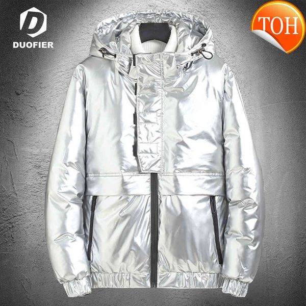 

hooded winter parkas jacket men waterproof down parka 2021 new male jackets glossy coats woman windproof warm fashion overcoat, Black