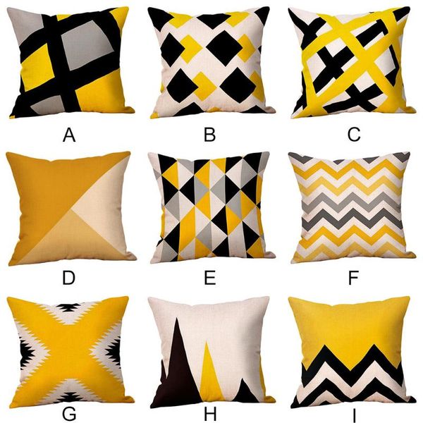 

cushion/decorative pillow cushion cover yellow geometric fall autumn prints decor throw sofa bed decorative for home pillows case 202