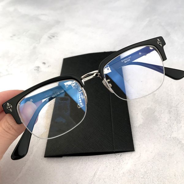 

crosin evagilist sword cross silver half spectacle frame, White;black