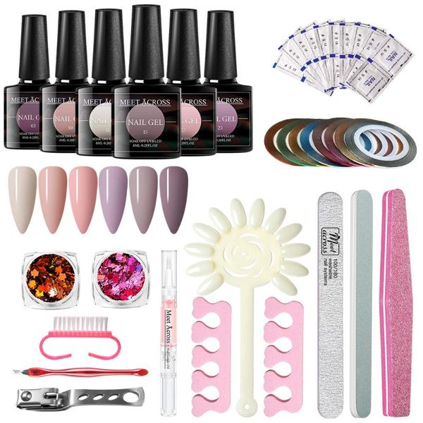 

nail art kits manicure set 6 colors gel polish kit file remover glitter sequins nails decorations