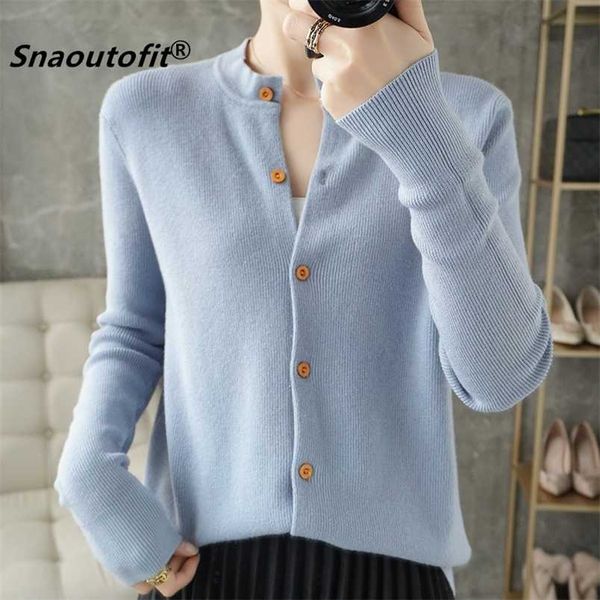 

snaoutofit women's sweater, round neck wool cardigan, knitted base, solid color, korean version, loose jacket, special price 211007, White;black