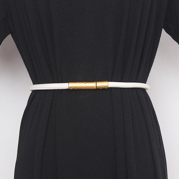 

belts women's runway fashion gold buckle elastic cummerbunds female dress corsets waistband decoration narrow belt tb1279, Black;brown