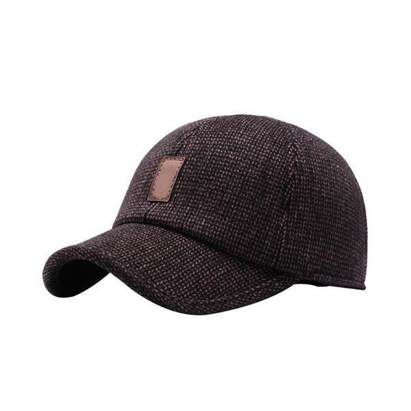 

brand baseball cap winter dad hat warm thickened cotton snapback caps ear protection fitted hats for men outdoor, Black;white