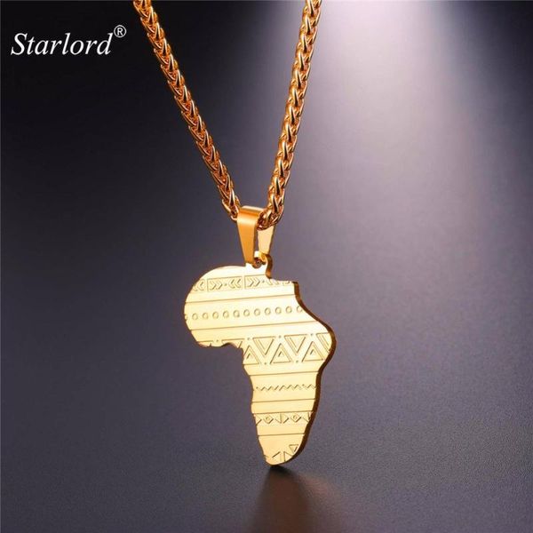 

pendant necklaces starlord african map necklace&african stylish pattern stainless steel/gold color necklace charm for men/women gp2573, Silver