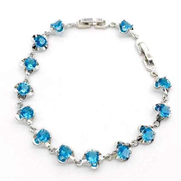 

royal style sea-blue crystal dragonfly & flower design white plated zircon charm bracelets health fashion jewelry link, chain, Black