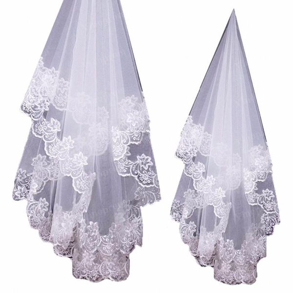 

bridal veils 1.5m lace edge jewelry party wedding tulle veil 1 layer romantic, Black