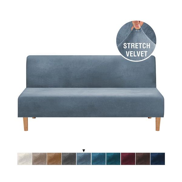 

chair covers armless sofa bed cover thicken velvet without armrest couch elastic slipcover folding furniture protector for living room