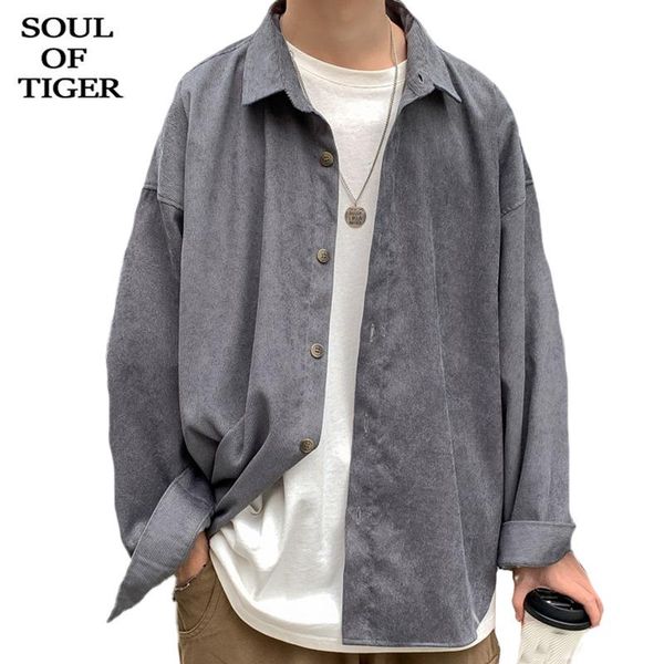 

tiger spring european luxury style clothing mens vintage corduroy warm shirts male casual loose blouses oversized men's, White;black