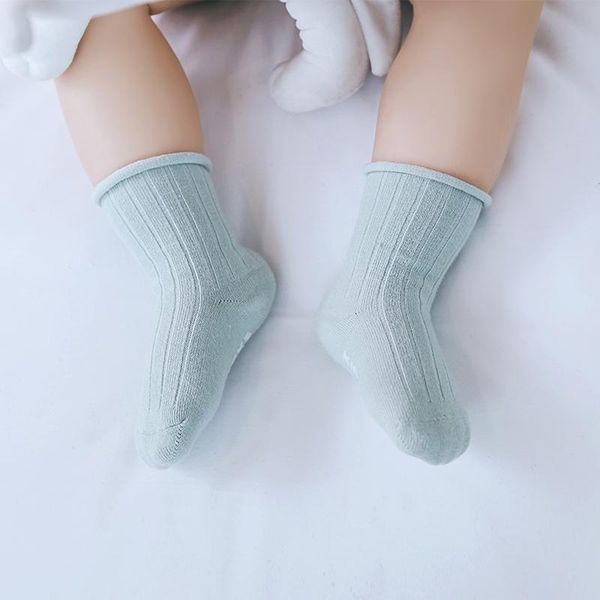 

footies autumn and winter style solid color children cotton socks for baby, Blue