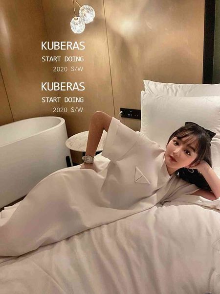 

brand two piece dress temperament treasure style thin cover meat loose triangle black and white long t-shirt dress women