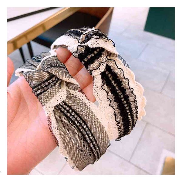 

barrettes hairpin korea east gate ~ super fairy sweet lace tassel drill strip wide edge hair hoop head jewelry female, Golden;silver