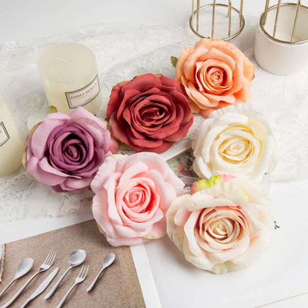 

decorative flowers & wreaths 10 pieces big silk rose head christmas garland home decoration wedding accessories po props autumn garden artif