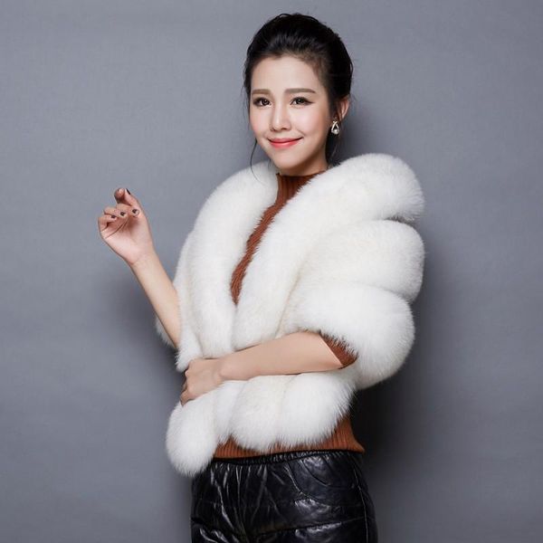 

wraps & jackets faux fur wedding shawl stole ivory pink gray burgundy winter thick bridal wrap party jacket bolero cape cloak w, White