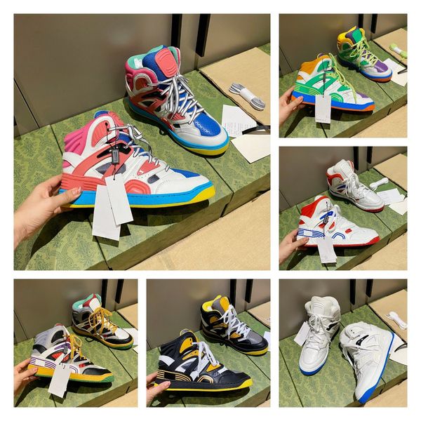 

designer luxury women men casual shoes basket high-sneakers contrast color ankle mesh thickening sport shoe fashion comfortable top, Black