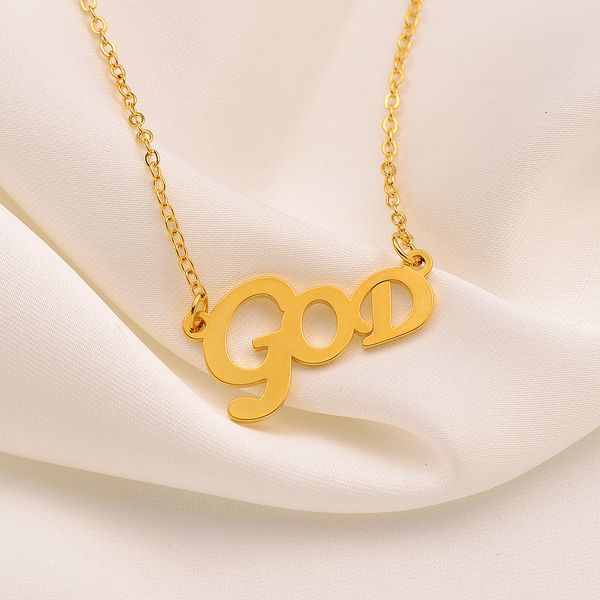 

fashion pendant letter god group chain necklace g o d 9k fine solid g/f gold large korea nymph student clavicle, Silver