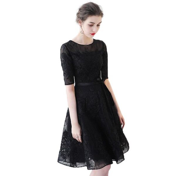 

party dresses evening spring 2021 half sleeve illusion o-neck short banquet haute couture, White;black