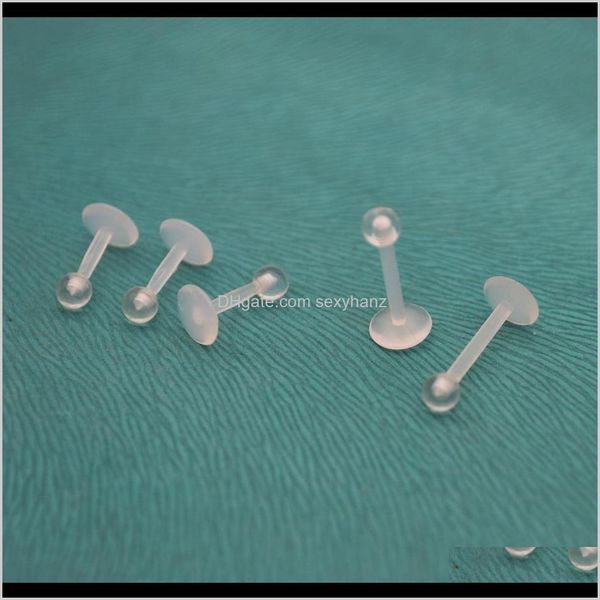 Labret, Drop Delivery 2021 Bioflex Retainer Lip Stud Dritto Labret Anelli Orecchini Acrilico trasparente Bio 6Mm 8Mm 10Mm 16G Fashion Body Piercing