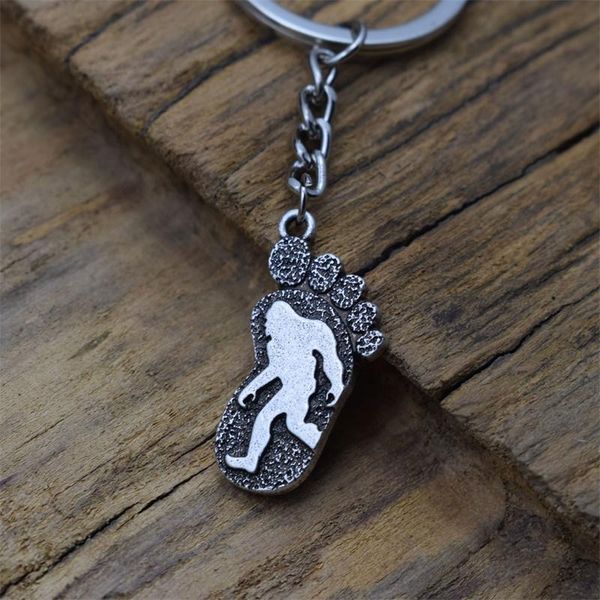 

keychains sasquatch bigfoot keychain mythology science fiction jewelry footprint gifts for friend, Silver