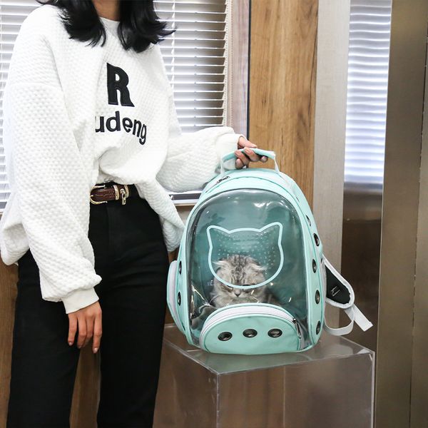 

Nylon Cat 2021 Outdoor Pet Bag Portable Space Capsule Transparent Small Dog Backpack