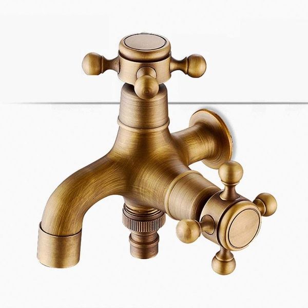 

bathroom sink faucets european style wall-mounted brass classic antique faucet dual-use household garden bathtub accessories