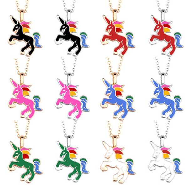 

pendant necklaces necklace for girls children kids enamel cartoon horse jewelry accessories women animal party, Silver