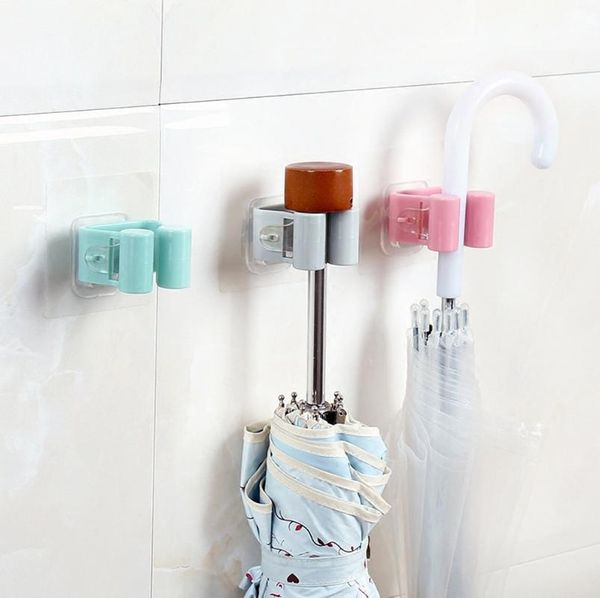

hooks & rails 1pc adhesive multi-purpose wall mounted mop organizer holder rackbrush broom hanger hook kitchen bathroom strong