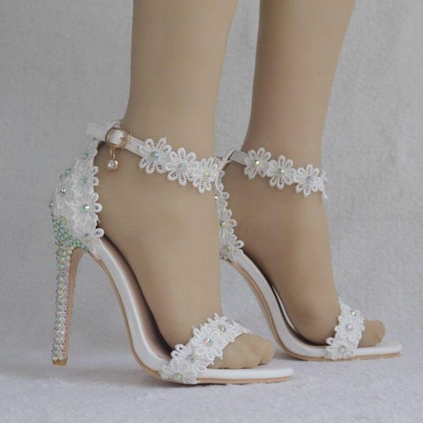 

women's ankle strap high heels rhinestones floral stilettos party wedding shoes sandals, Black