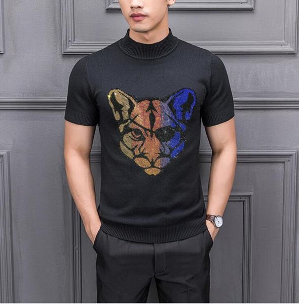 

2021 autumn casual men's sweater o-neck drill slim fit knittwear mens sweaters pullovers men, White;black