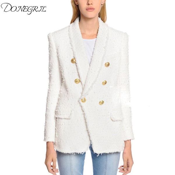 

arrival women's white blazers coat 2021 autumn winter elegant double breasted tweed jackets suits &, White;black
