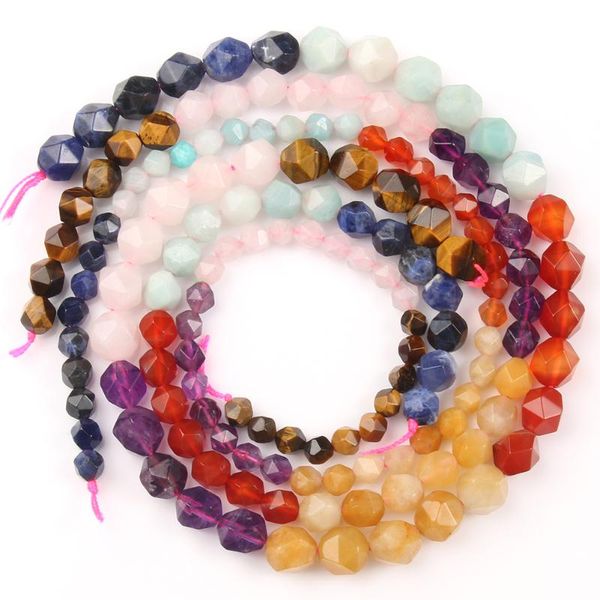 

other natural mixed fceted 7 chakra round loose stone beads for jewelry making diy yoga bracelet healing reiki energy 15''