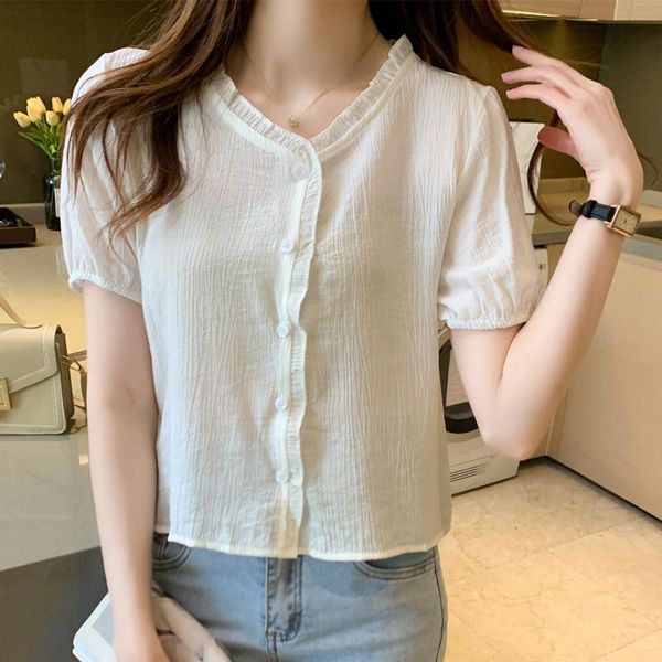 

women's blouses & shirts french style and foreign design in summer 2021, White