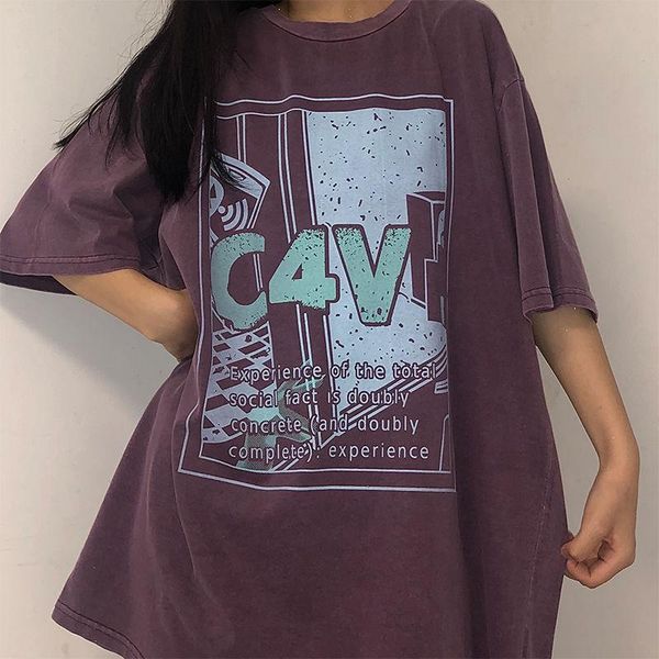 

women's t-shirt 2021 summer us vintage wash printed short sleeve loose casual trendy street style delivery within 14 days], White