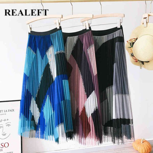 

women vintage geometric print mesh pleated long skirts high waist harajuku umbrella female skirt spring summer 210428, Black