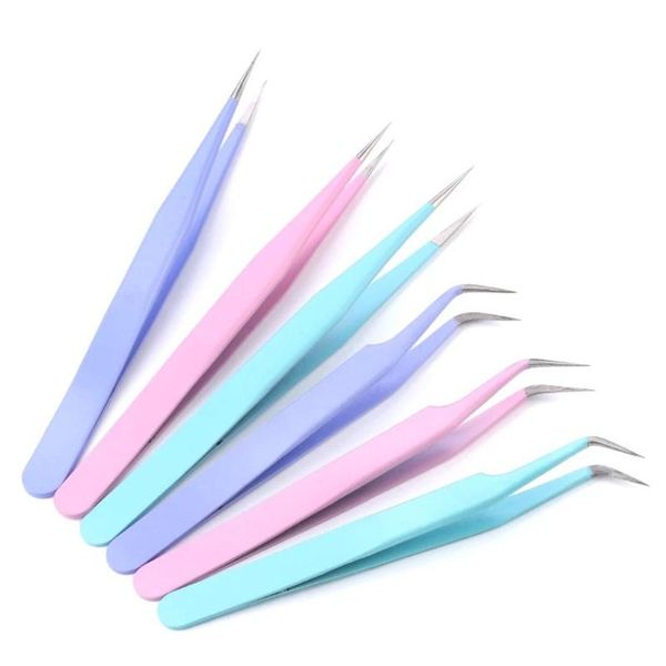 

eyebrow tools & stencils 1pc metal tweezers for eyelash extensions straight curved tip nippers false lash application salon home use