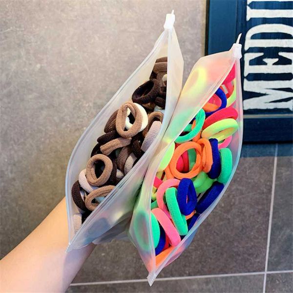 

50/100pcs children cute candy solid elastic hair bands girls lovely scrunchies rubber kid accessories wholesale, Slivery;white