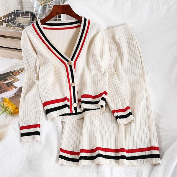 

women's tracksuits 2021 fashion casual autumn winter sweater + mid-length skirt two-piece tz637, Gray