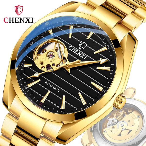 

watch chenxi business men's hollow mechanical automatic waterproof, Slivery;brown